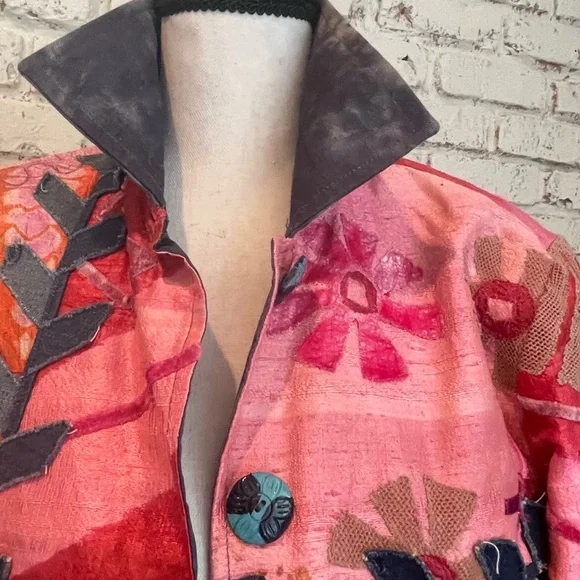 Artistic Pink and Gray Women's Blazer - Picture 5 of 9